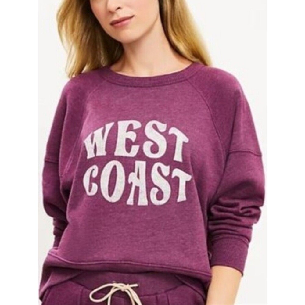 Lou & Grey West Coast Crewneck Pullover Sweatshirt Size Medium Plum